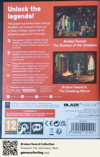 Broken Sword Collection Evercade, Germany box back