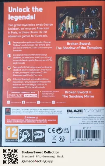 Broken Sword Collection Evercade, Germany box back