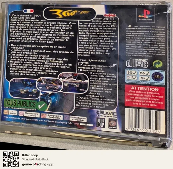 Killer Loop PlayStation, PAL box back