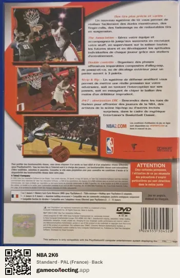 NBA 2K6 PlayStation 2, France box back
