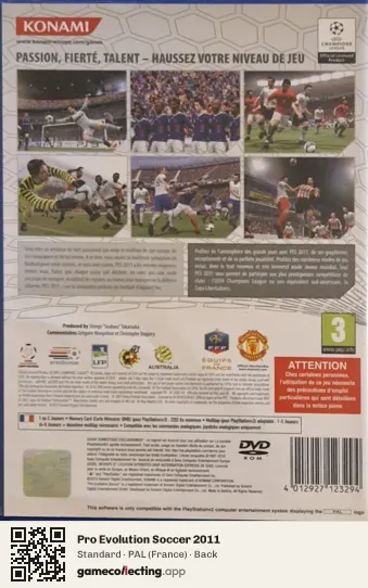 Pro Evolution Soccer 2011 PlayStation 2, France box back