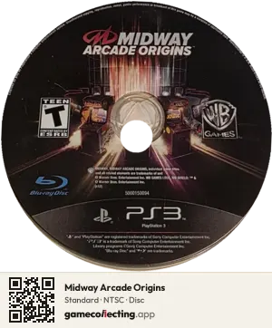 Midway Arcade Origins PlayStation 3, NTSC disc