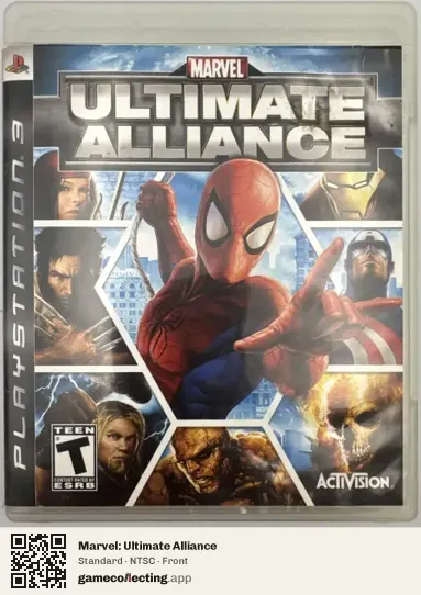 Marvel: Ultimate Alliance PlayStation 3, NTSC box front