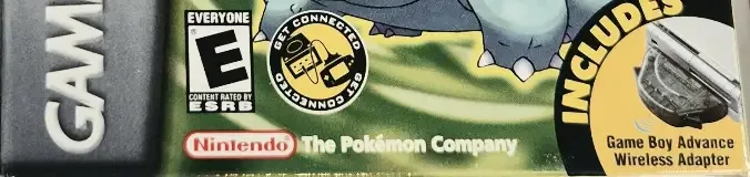 Pokémon LeafGreen Version, the ESRB box on its front