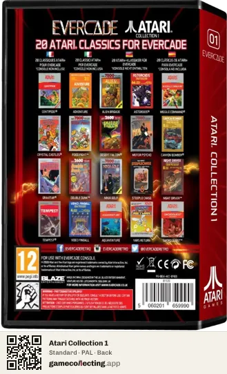 Atari Collection 1 Evercade, PAL box back