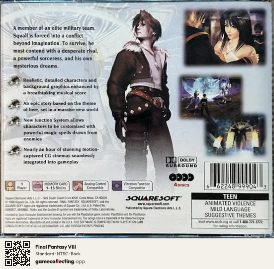 Final Fantasy VIII PlayStation, NTSC box back