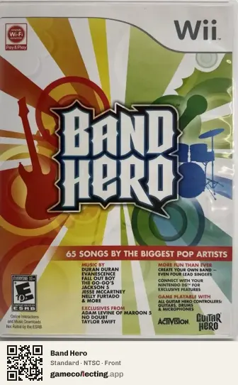 Band Hero Nintendo Wii, NTSC box front