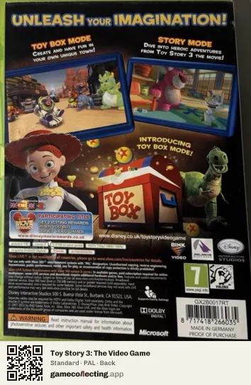Toy Story 3: The Video Game Xbox 360, PAL box back
