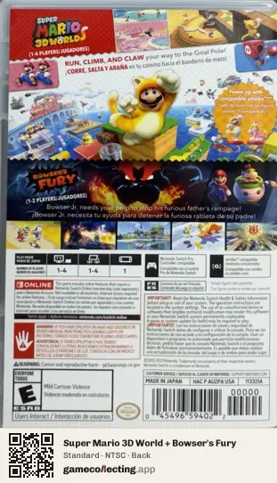 Super Mario 3D World + Bowser's Fury Nintendo Switch, NTSC box back