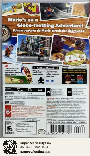 Super Mario Odyssey Nintendo Switch, NTSC box back