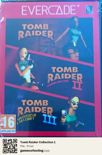 Tomb Raider Collection 1 Evercade, PAL box front