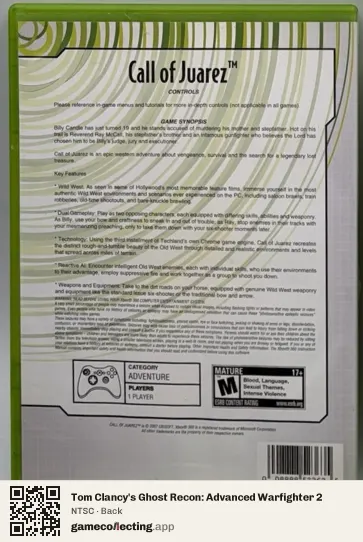 Tom Clancy's Ghost Recon: Advanced Warfighter 2 Xbox 360, NTSC box back