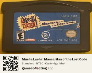Mucha Lucha! Mascaritas of the Lost Code Game Boy Advance, NTSC cartridge label