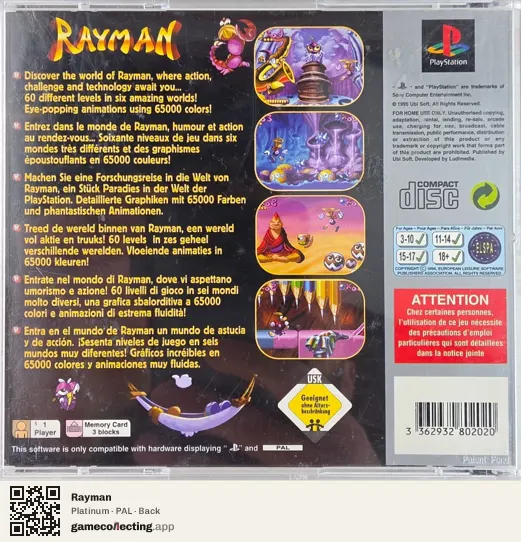 Rayman PlayStation, PAL box back