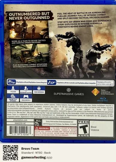 Bravo Team PlayStation 4, NTSC box back