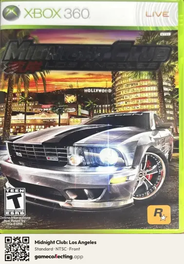 Midnight Club: Los Angeles Xbox 360, NTSC box front