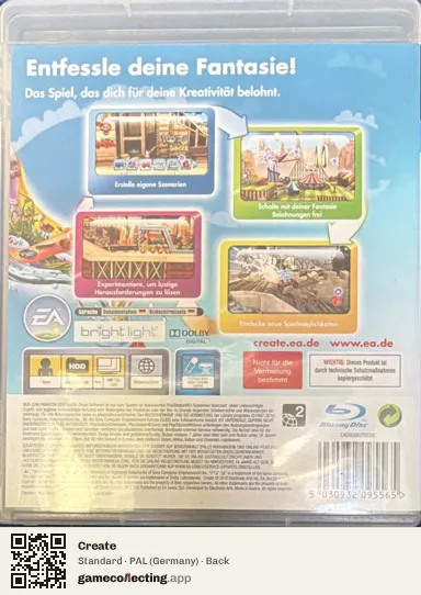 Create PlayStation 3, Germany box back