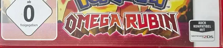 Pokémon Omega Ruby, the USK square on its front