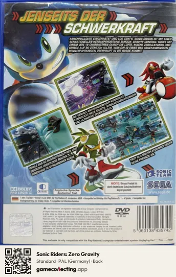 Sonic Riders: Zero Gravity PlayStation 2, Germany box back