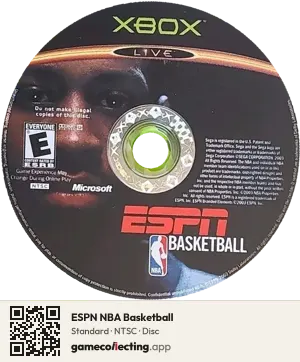 ESPN NBA Basketball Xbox, NTSC disc
