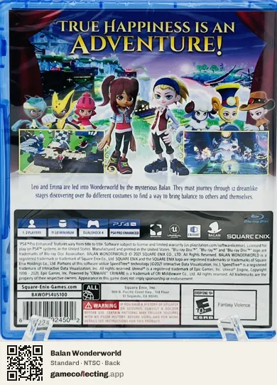 Balan Wonderworld PlayStation 4, NTSC box back