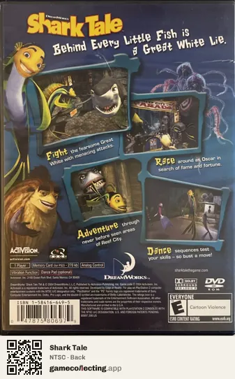 Shark Tale PlayStation 2, NTSC box back