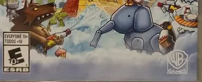 Scribblenauts Showdown, the ESRB box on its front