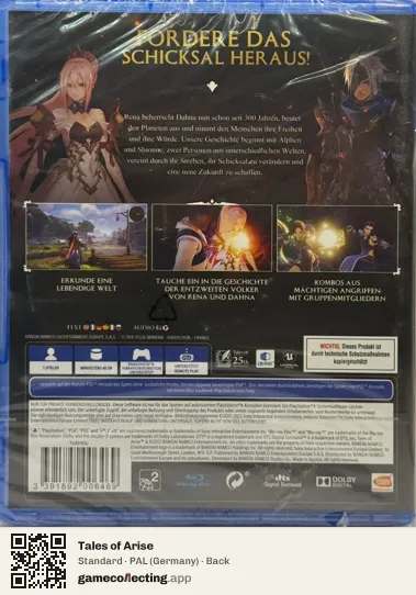 Tales of Arise PlayStation 4, Germany box back