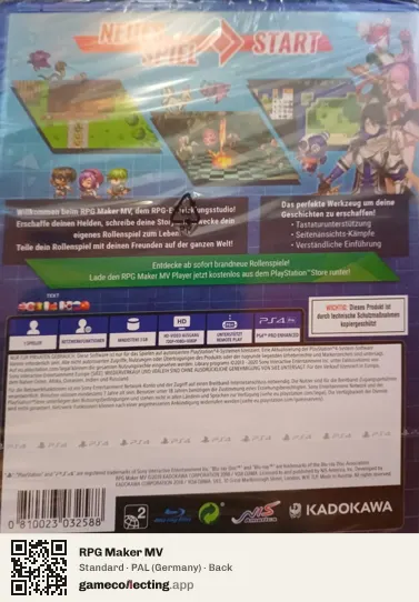 RPG Maker MV PlayStation 4, Germany box back