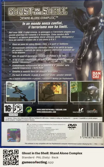 Ghost in the Shell: Stand Alone Complex PlayStation 2, Italy box back