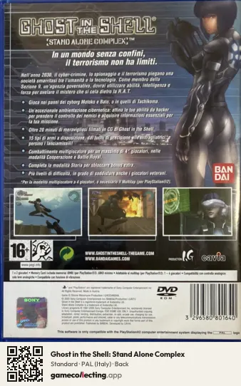 Ghost in the Shell: Stand Alone Complex PlayStation 2, Italy box back