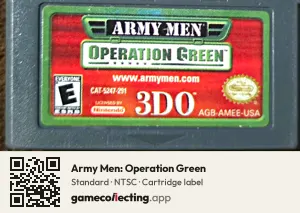 Army Men: Operation Green Game Boy Advance, NTSC cartridge label