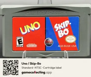 Uno / Skip-Bo Game Boy Advance, NTSC cartridge label