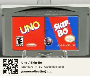 Uno / Skip-Bo Game Boy Advance, NTSC cartridge label