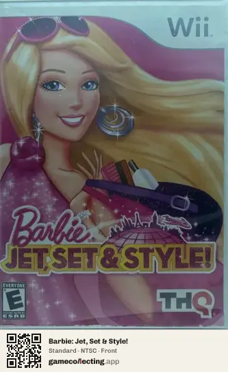 Barbie: Jet, Set & Style! Nintendo Wii, NTSC box front