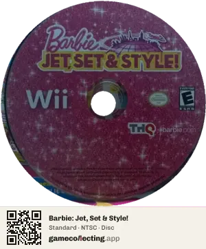 Barbie: Jet, Set & Style! Nintendo Wii, NTSC disc