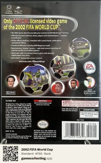 2002 FIFA World Cup Nintendo GameCube, NTSC box back