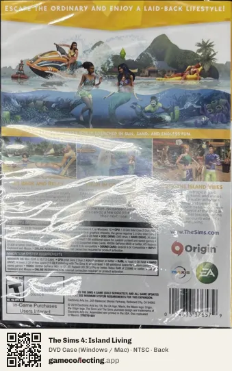 The Sims 4: Island Living Computer, NTSC box back