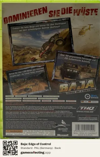 Baja: Edge of Control Xbox 360, Germany box back