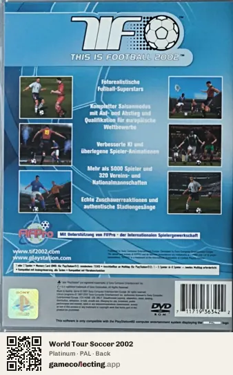 World Tour Soccer 2002 PlayStation 2, PAL box back