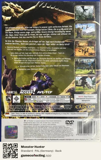 Monster Hunter PlayStation 2, Germany box back