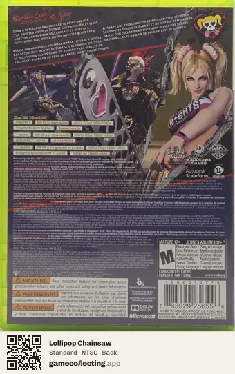 Lollipop Chainsaw Xbox 360, NTSC box back