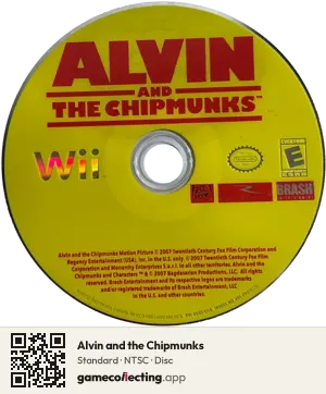 Alvin and the Chipmunks Nintendo Wii, NTSC disc