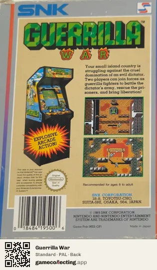 Guerrilla War Nintendo Entertainment System, PAL box back