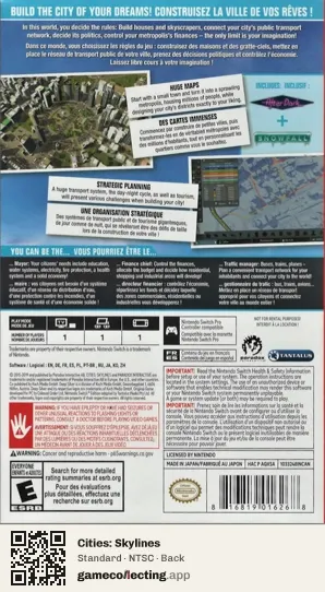 Cities: Skylines Nintendo Switch, NTSC box back