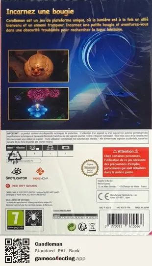 Candleman Nintendo Switch, PAL box back