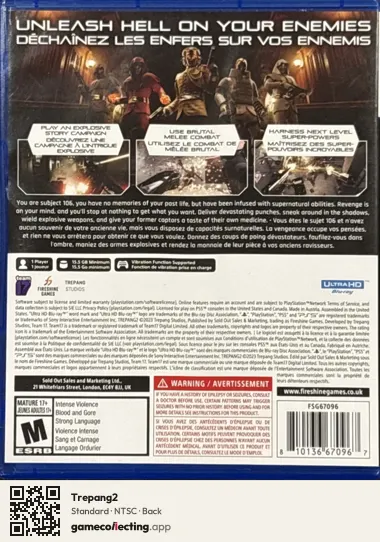 Trepang2 PlayStation 5, NTSC box back