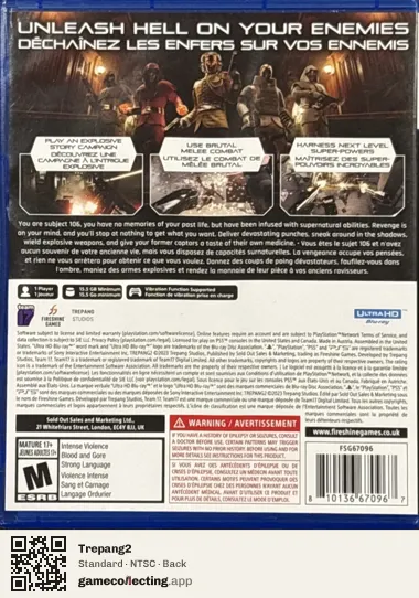 Trepang2 PlayStation 5, NTSC box back