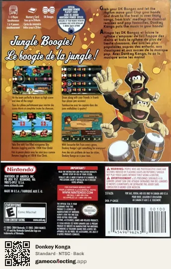 Donkey Konga Nintendo GameCube, NTSC box back