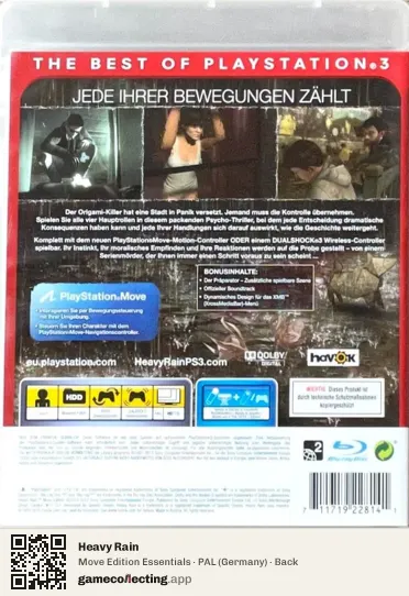 Heavy Rain PlayStation 3, Germany box back